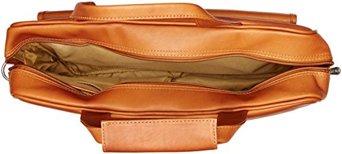 Piel Leather Slim Top-Zip Briefcase, Saddle, One Size