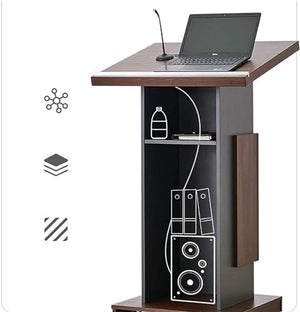 YILDEX Wheeled Lectern Stand with Inclined Top and Lock Wheels