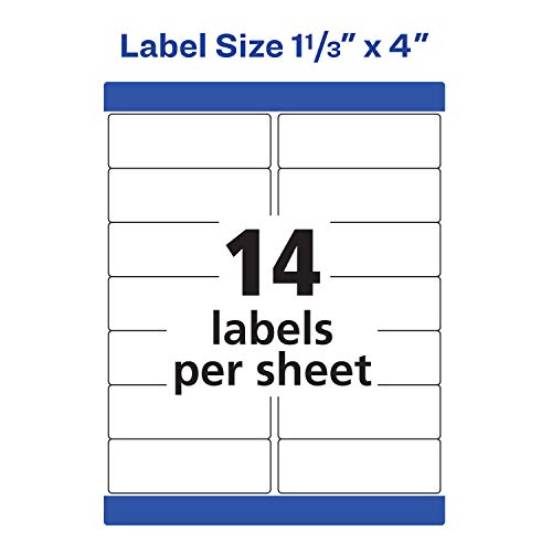 Avery WeatherProof Mailing Labels, TrueBlock Technology, Laser, White, 1-1/3 x 4, Pack of 7000 (95522)