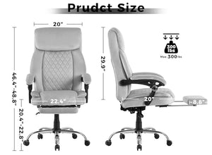 HOMYEDAMIC Velvet Ergonomic Office Chair with Footrest - Executive Computer Recliner (7013-Grey Upgrade)