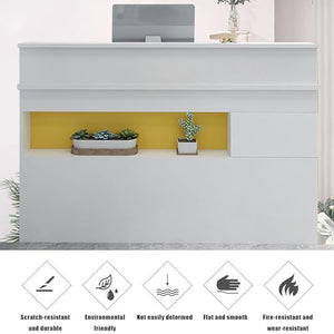 HSHBDDM Modern Reception Desk with Display Shelf & Drawers 120x50x100cm