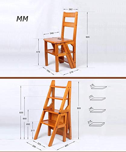 LUCEAE Folding Wooden Step Stool, 4 Steps Portable Shoe Closet High Stool