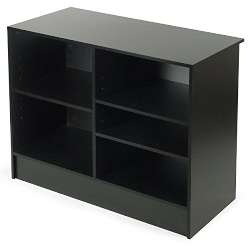 Cash Register Stand with 3 Height-Adjustable Shelves, Ships Unassembled to Minimize Costs - Black Melamine