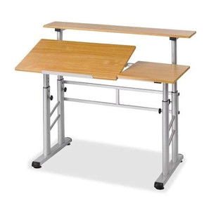 Safco Products 3965MO Split Level Drafting Table, Height-Adjustable, Medium Oak