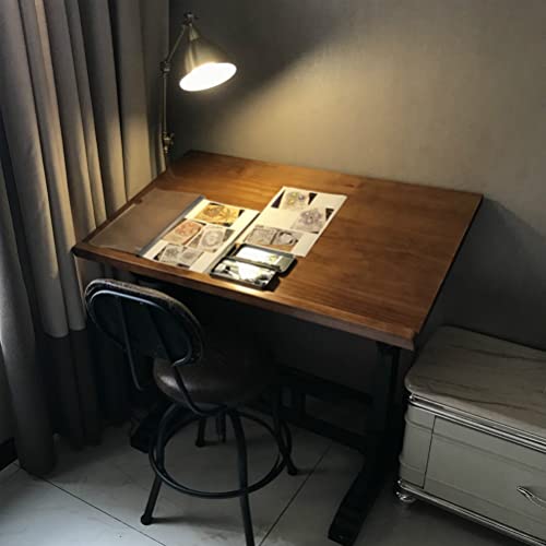 None Vintage Solid Pine Wood Drafting Table with Adjustable Angle - 135x85x96cm