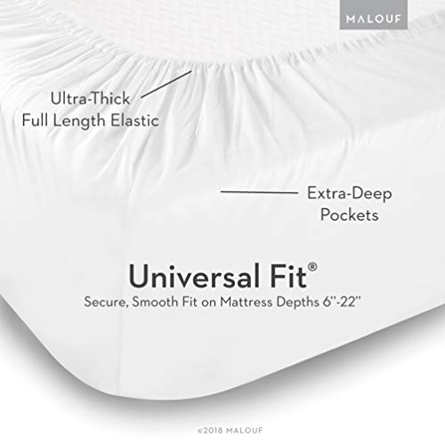 MALOUF Supima Premium Cotton Sheets-100 Percent American Grown Long Staple-Sateen Weave-Extra Deep Pockets-Single Ply-600 Thread Count-Split King-Smoke, Split King