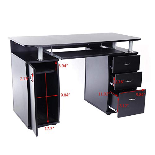Computer Workstation Desk with Storage, Office Desk with Drawers Computer Desk with Keyboard Tray, Home Office Desk 45" L x 22" W x 30" H (Black)