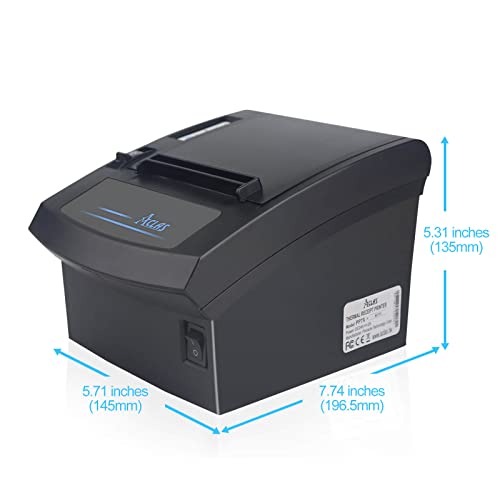 ACLAS 3'1/8 Thermal Receipt Printer 80mm w/Auto Cutter Cash Drawer ESC/POS Windows for Bill POS Receipt Printers (10 inches/sec, USB + Ethernet Serial Port)