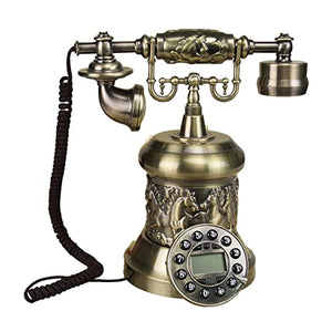 None Vintage European Style Landline Telephone Antique Dial Phone for Home Office Cafe Bar Decoration