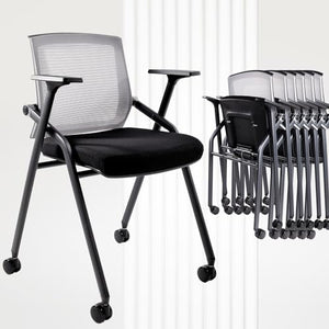 BLANEDUO Folding Conference Room Chairs with Lumbar Support and Armrests - 8 Pack