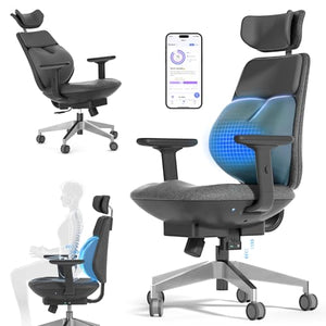 Backrobo Smart Ergonomic Home Office Chair with Automatic Massage Lumbar Support, App-Controlled 3D Armrests, Adjustable Height