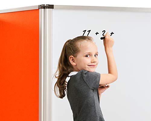 AdirOffice Double-Sided Whiteboard & Flannel Partition – 45”x32x - Mobile Writing and Display Room Dividers - Colorful Versatile Rolling Partition Perfect for Homes and Commercial Use (Red)