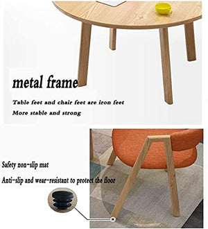 SKUAI Small Office Conference Coffee Table Chair Set - Nordic Negotiation Table Tea Shop Modern Restaurant Round Table 90cm Cotton Linen Dessert Shop (Green)