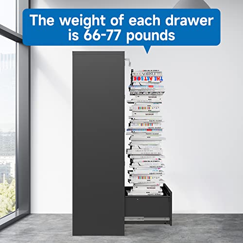 BYNSOE 5 Drawers Lateral File Cabinet with Lock - Steel Filing Storage Cabinet for Office/Home - A4 Legal/Letter Size - Assembly Required