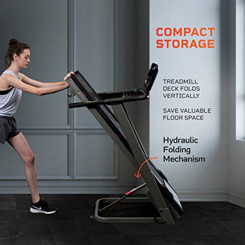 Lifepro Pacer Folding Treadmill for Home - Smart Motorized Portable Treadmill w/Auto Incline, Aux Bluetooth Speakers & Modern Display - Easy Assembly Compact Running Machine for Cardio & Weight Loss