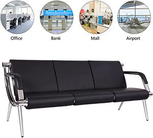 Kinfant Waiting Room Chairs Sofa Furniture - 5-Seat Office Guest Reception Chair with Armrest (Black - PU)