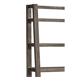 Benjara Farmhouse Style Ladder Type Wooden Hutch with 3 Open Shelves, Brown