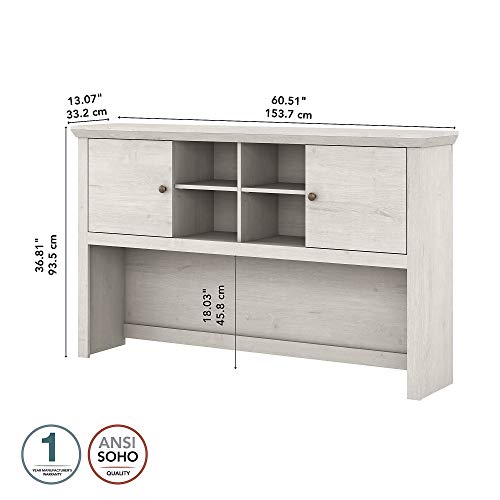 Bush Furniture Yorktown Desk Hutch, 60W, White Oak