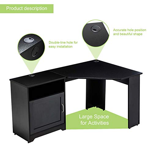 ZOYY L Shaped Office Desk 59'',L-Shape Corner Gaming Computer Desk with Storage and Drawers,Writing Studying PC Laptop Workstation for Home Office Bedroom,Black