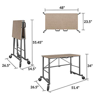 CoscoProducts 66720DKG1E COSCO Smartfold Portable Folding MDF Work top (Gray, 350 pounds) Workbench Desk, Tan