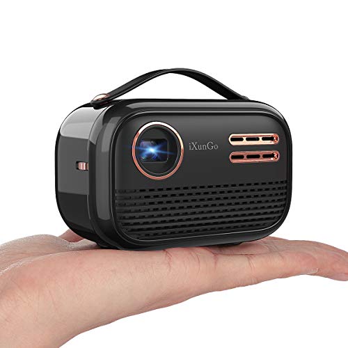 YAKAR portable Wi Fi projector. Wireless screen projector supporting 1080p and 150 ANSI lumens. Built-in Bluetooth, speaker, battery. Compatible: TV Stick，iPhone, Android, HDMI, USB and tablet (black)