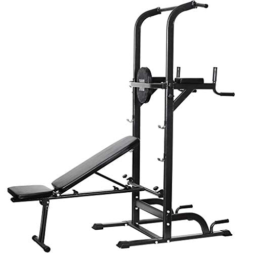 Tengma Pull Up Dip Station, Power Tower, Multifunctional Workout Dip Stand with Sit up Bench, Adjustable Pull Up Bar Station for Indoor Home Gym Fitness Dip Stand, Strength Training Workout Equipment