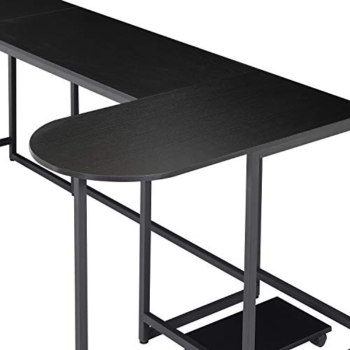 Merax U-Shaped Computer, Industrial Corner Writing CPU Stand, Gaming Table Workstation Home Office Desk, 78.7" L x 47" W x 30.1" H, Black