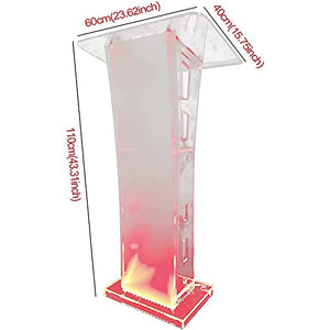 None Transparent LED Lectern Podium Stand with Remote Control - Church School Hotel Podium