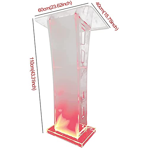 None Transparent LED Lectern Podium Stand with Remote Control - Church School Hotel Podium