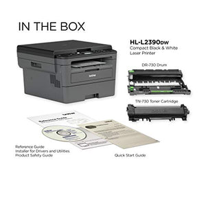 Brother HL-L2390DB Compact Monochrome Laser Wireless All-in-One Printer for Business Office - Flatbed Print Copy Scan - 32 ppm, Duplex Two-Sided Print, 250-Sheet, Tillsiy USB Printer Cable