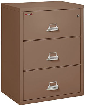 FireKing Fireproof Lateral File Cabinet, 3 Drawers, Impact Resistant, Waterproof, Tan, 40.25"H x 31.19"W x 22.13"D