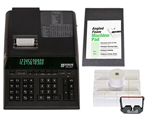 Top of The Line Monroe UltimateX Heavy Duty 12-Digit Print/Display Printing Calculator (Calculator with Ribbons, Paper and Foam Wedge, Black)