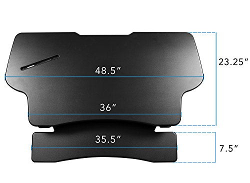 Mount-It! Height Adjustable Standing Desk Converter | 48” Wide Tabletop Sit Stand Desk Riser with Gas Spring | Stand Up Computer Workstation Fits Dual Monitors | Black | MI-7925