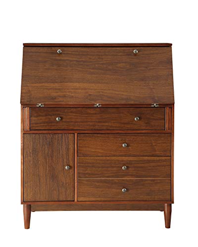 Benjara Wooden Office Armoire with Drop Down Door Storage, Brown