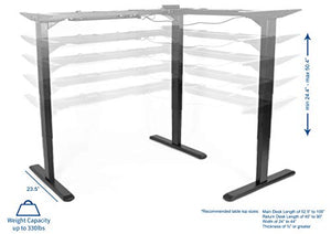 VIVO Electric Motor Sit Standing Height Adjustable Corner 3 Leg Desk Frame (Frame Only) | Sit Stand Ergonomic L Frame (DESK-V133E)
