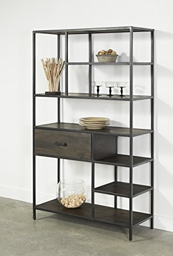 Treasure Trove One Drawer Bookcase, Brown and Black