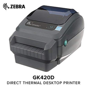Zebra - GX420d Direct Thermal Desktop Printer for Labels, Receipts, Barcodes, Tags, and Wrist Bands - Print Width of 4 in - USB, Serial, and Ethernet Port Connectivity (Includes Cutter) (Renewed)