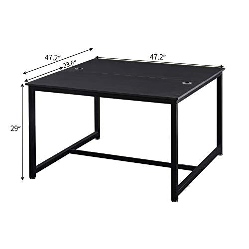 Home Office Large Computer Desk 47 x 47 inch Two Person Desk Double Workstation Desk 2 People Office Desk Writing Desk (Black)