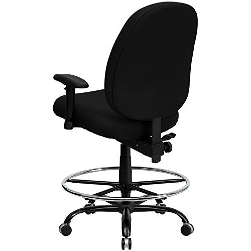 Flash Furniture Hercules Series 400 lb Capacity Big and Tall Black Fabric Drafting Stool with Arms and Extra Wide Seat [WL-715MG-BK-AD-GG]