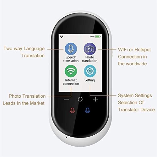 Portable Language Translator Device with WiFi/Hotspot Support, 106 Languages, 2.4 Inch Touch Screen - White