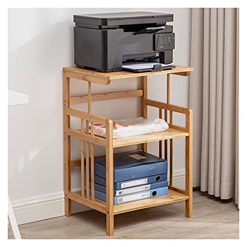 Printer Stand Desktop Printer Stand，3 Tiers Bamboo Desk Organizer，Multifunction Storage Book Shelf Floor Printer Table Space Organizer Perfect Printer Stand for Desk