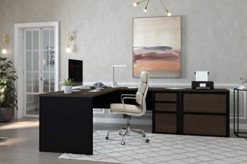 Bestar Connexion 5 Piece L Shaped Office Set in Antigua and Black