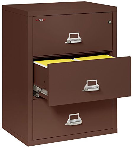 Fireking Fireproof Lateral File Cabinet (3 Drawers, Waterproof, Impact Resistant) - 40.25" H x 31.19" W x 22.13" D, Brown