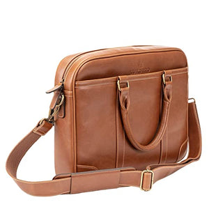 Luxorro Full-Grain Leather Compact Dark Brown, 14-inch and Faux Leather Classic Light Brown, 15.6-inch Laptop Bags perfect for formal, casual, travels, or everyday use.