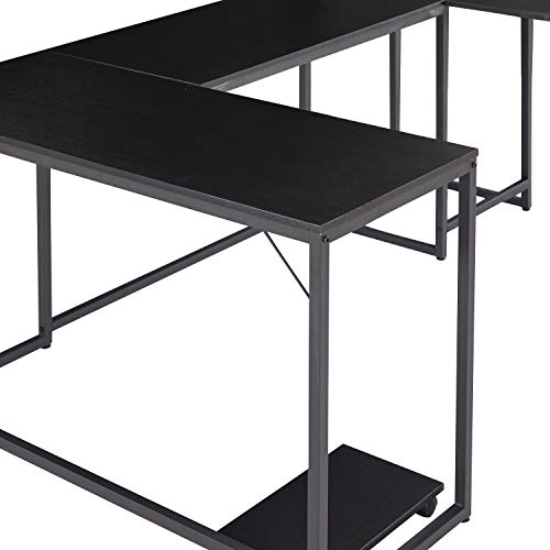 Merax U-Shaped Computer, Industrial Corner Writing CPU Stand, Gaming Table Workstation Home Office Desk, 78.7" L x 47" W x 30.1" H, Black