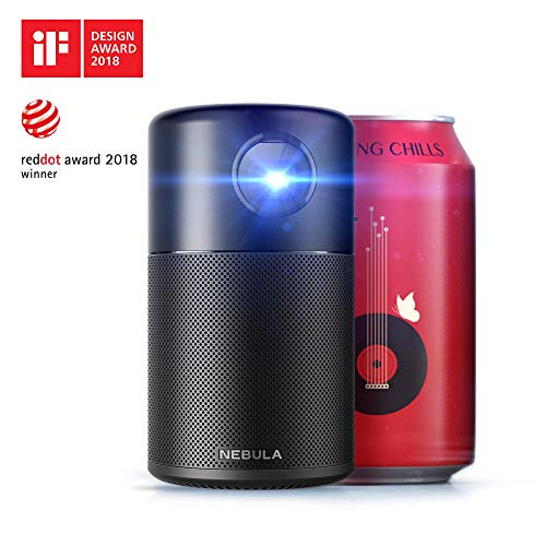  Nebula Capsule, by Anker, Smart Portable Wi-Fi Mini Projector, 100 ANSI lm Pocket Cinema, DLP, 360° Speaker, 100" Picture, 4-Hour Video Playtime, and App-Watch Anywhere (Renewed) 