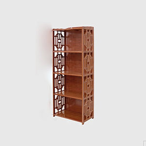 Shelves ZR- 2/3/4-tier Bamboo Bookshelf High Capacity Small Bookcase Solid Wood Bookcase Storage Cabinet Free Combination Wine Red (Size : 7029130cm)