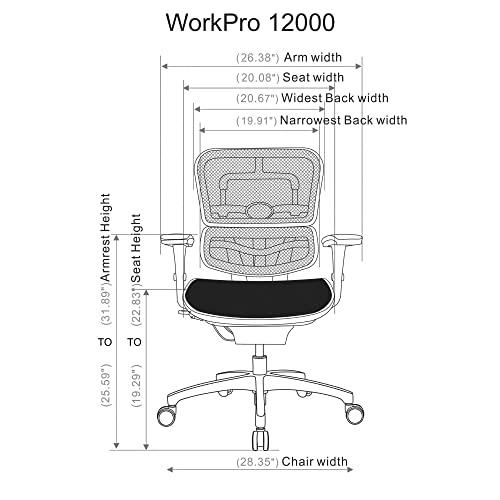 Realspace WorkPro® 12000 Series Ergonomic Mid-Back Chair, Black, BIFMA Compliant