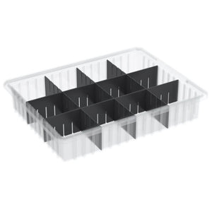 Akro-Mils 33105 10-7/8-Inch L by 8-1/4-Inch W by 5-Inch H Clear Akro-Grid Slotted Divider Plastic Tote Box, 20-Pack