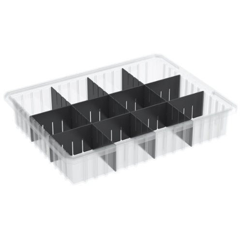 Akro-Mils 33105 10-7/8-Inch L by 8-1/4-Inch W by 5-Inch H Clear Akro-Grid Slotted Divider Plastic Tote Box, 20-Pack
